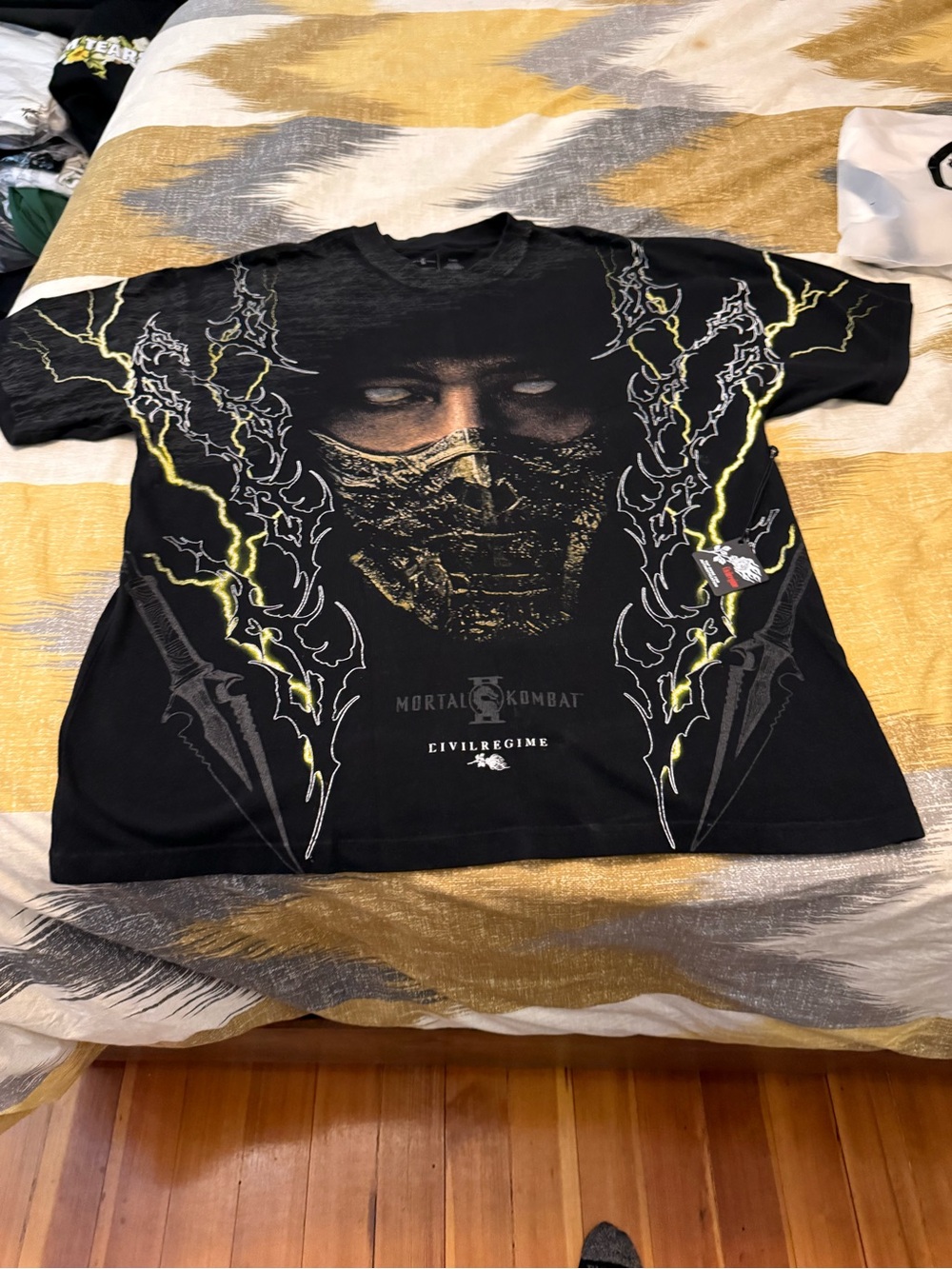 Civil Regime Mortal Kombat Scorpion Graphic Tee in Black with Yellow Accents